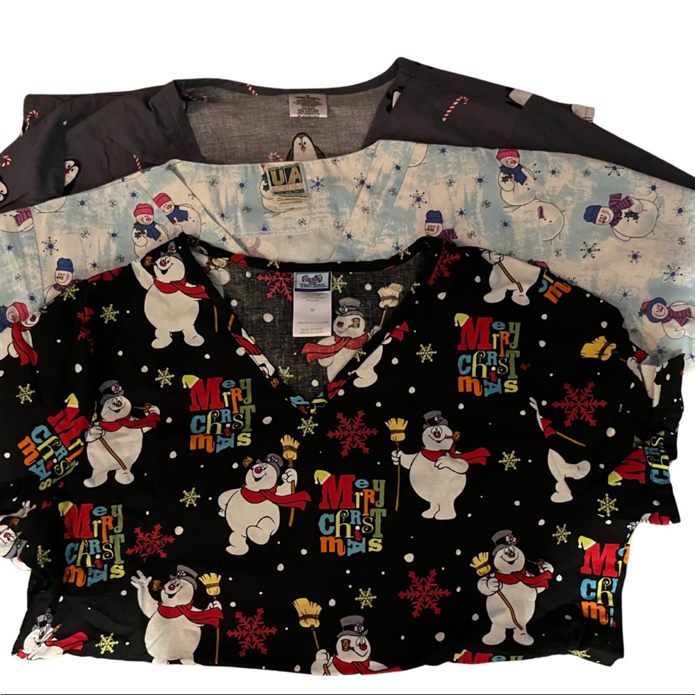 Christmas themed scrub tops